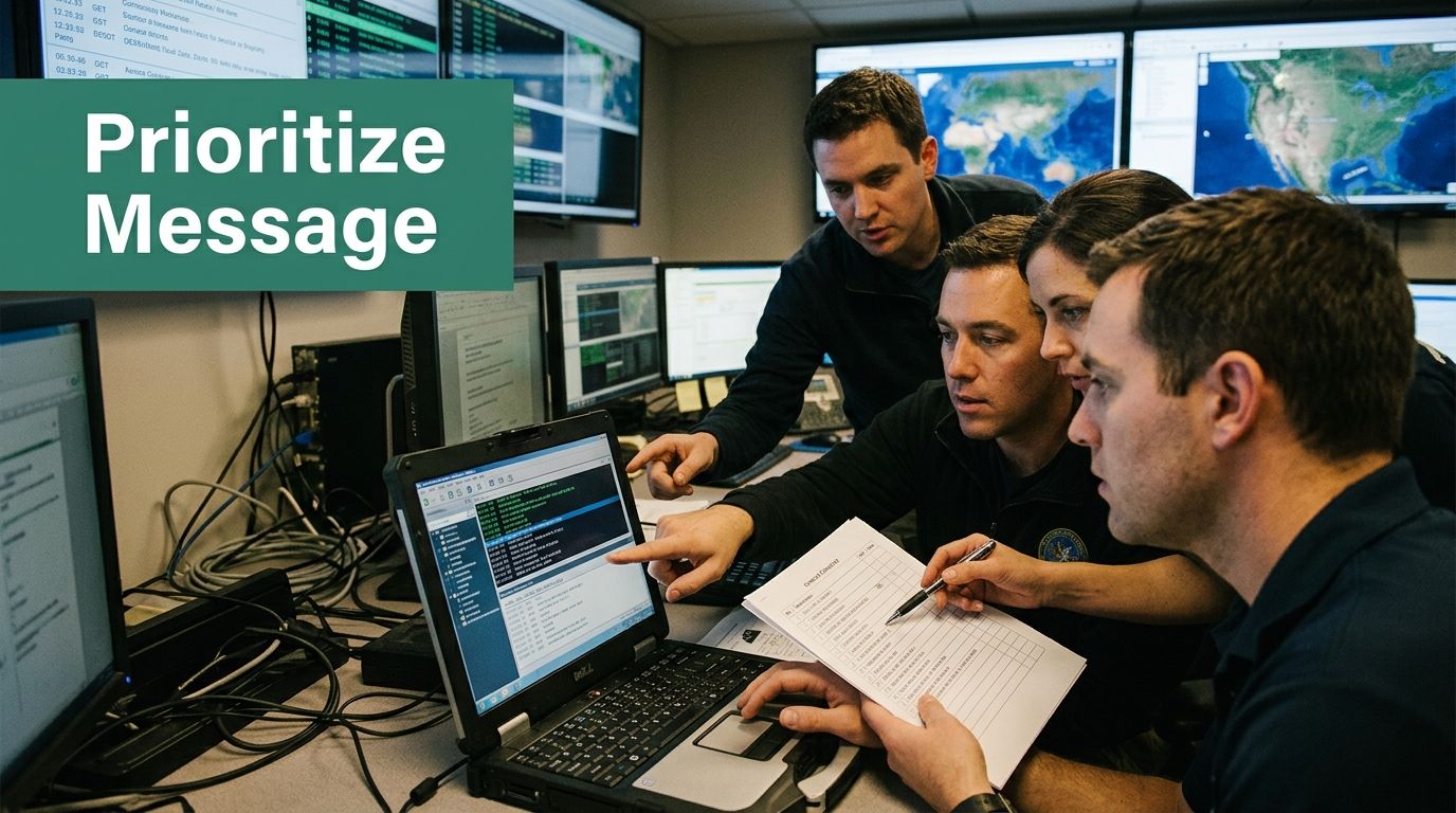A team of professionals collaborating in an office environment, analyzing data on laptops and computer screens.